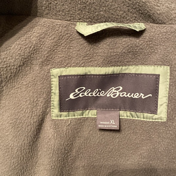 Women’s XL Down Eddie Bauer Sage Long Coat- Faux Fur Removable Hood-Worn Twice - Picture 3 of 12